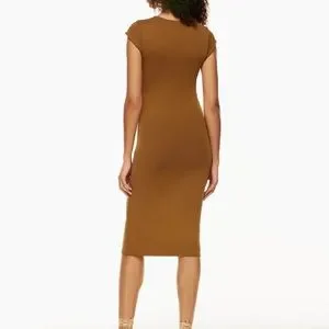 Aritzia Dresses | Aritzia Etiquette Dress Ribbed Ponte Dress | Color: Brown | Size: L | Chrisani2016'S Closet